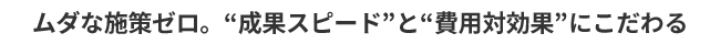 ムダな施策ゼロ。“成果スピード”と“費用対効果”にこだわる