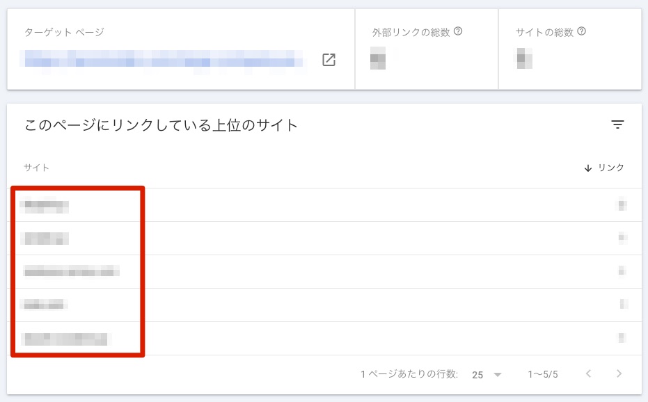URLをクリックすると被リンクが貼られたページを確認できる